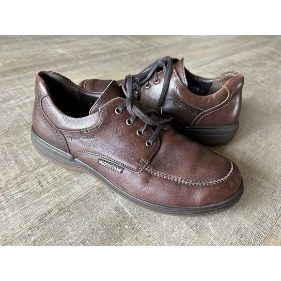 Mephisto Douk Brown Leather Comfort Walking Shoes Mens 10 Waterproof Derby